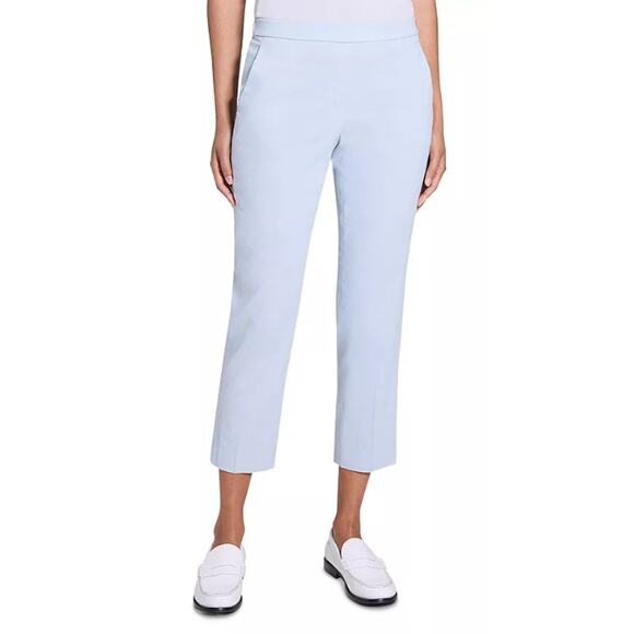THEORY PANTS WOMENS 12 TREECA PULL ON ANKLE LINEN STRETCH TROUSER LIGHT BLUE NEW - Picture 1 of 13